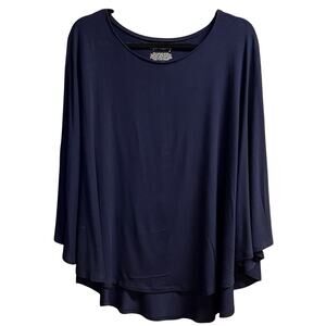 Kate Landry Navy Cape One Size Hi Low Round Neck w/ Arm Opening